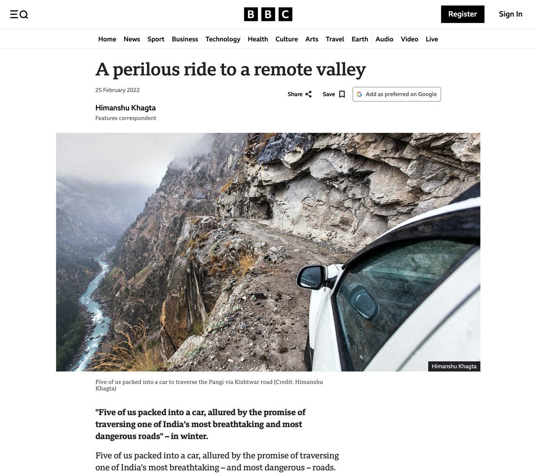 A Perilous Ride to a Remote Valley — Pangi via Kishtwar, BBC Travel